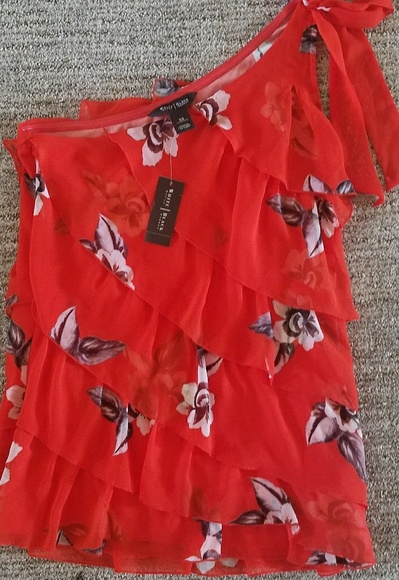 White House/Black Market NWT ONE-SHOULDER BLOUSE - Picture 3 of 4